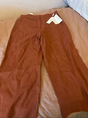 Akris Punto Wide Leg Linen Pants in Rust NWT size 8